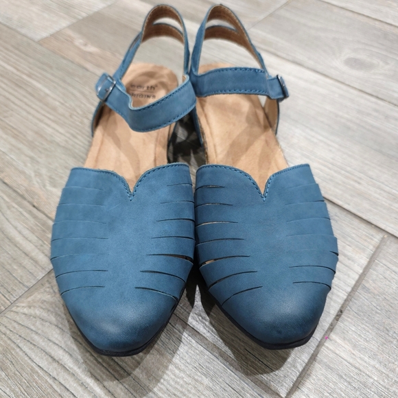 EARTH ORIGINS Palomo Peyton Moroccon Blue Leather Strappy Sandals, 9W, Nwot - Picture 7 of 11